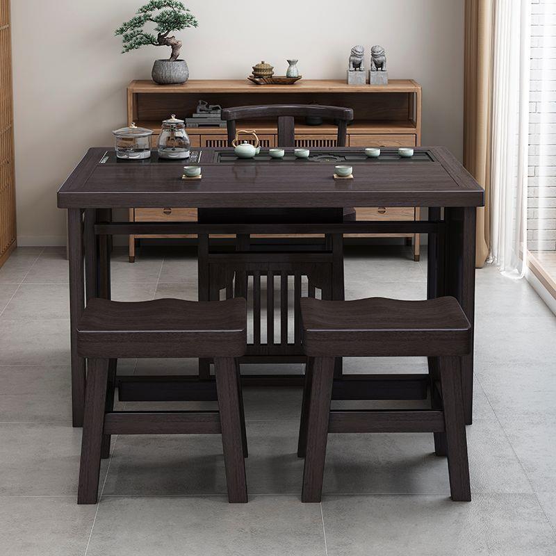 现代用一体茶桌一书法桌QIE子实式木中桌茶桌小型家子茶台小茶