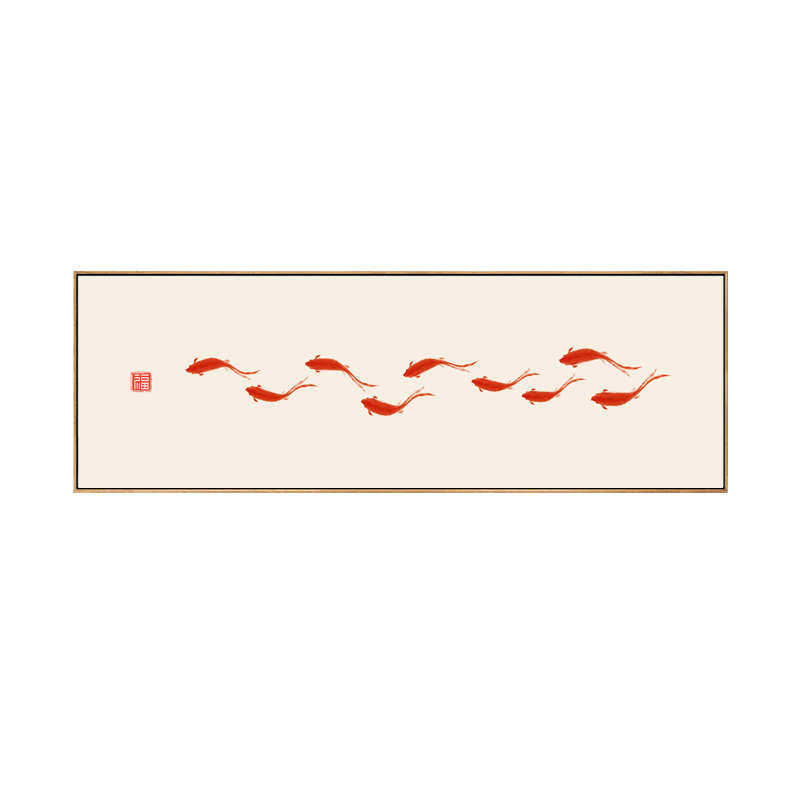 新中式九鱼图客厅玄关装饰画中国风九条鱼竖版鲤鱼图餐厅挂画,家居饰品,现代装饰画,淘宝优惠券,粉丝福利购,淘宝优惠卷