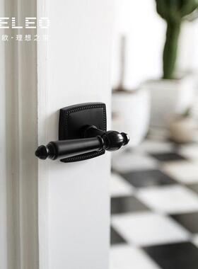 黑色法卧式门锁家通用型室磁F66-L55/吸室内音房门锁双静开门木用