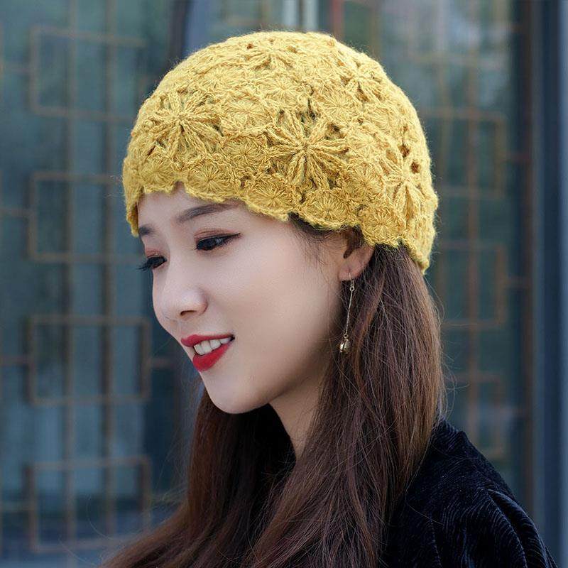 秋春季双层钩花镂空针织毛线帽花朵包头帽遮白发帽妈妈帽0124w,服饰配件/皮带/帽子/围巾,帽子,淘宝优惠券,粉丝福利购,淘宝优惠卷