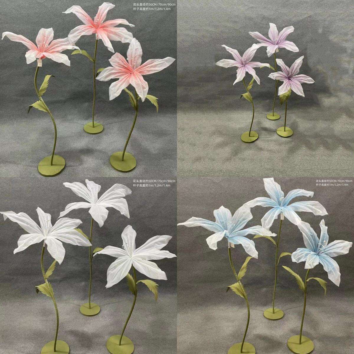 婚庆路引花成品EVA泡沫花婚礼t台场景布置百合花橱窗装饰道具