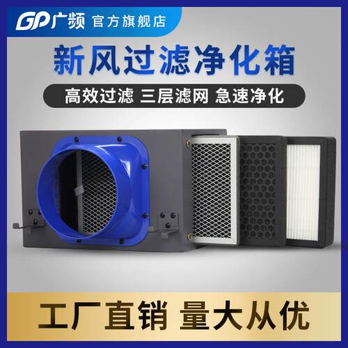 广频新风系统净化箱排风管道过滤箱PM2.5前置吹尘器100-250mm滤网