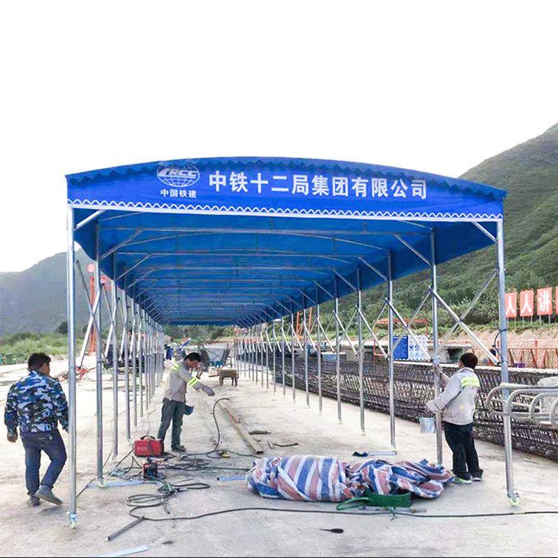 万合户外大型仓库遮阳棚活动伸缩式推拉雨棚工地简易推拉帐篷