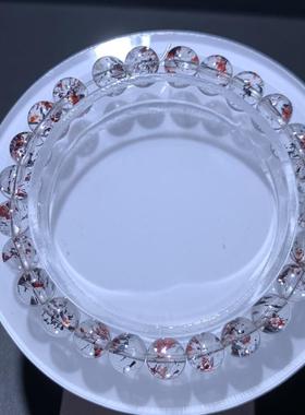 新品天然毒液红黑云母超七手链双色单圈手串男女珠链珠规格7.3mm