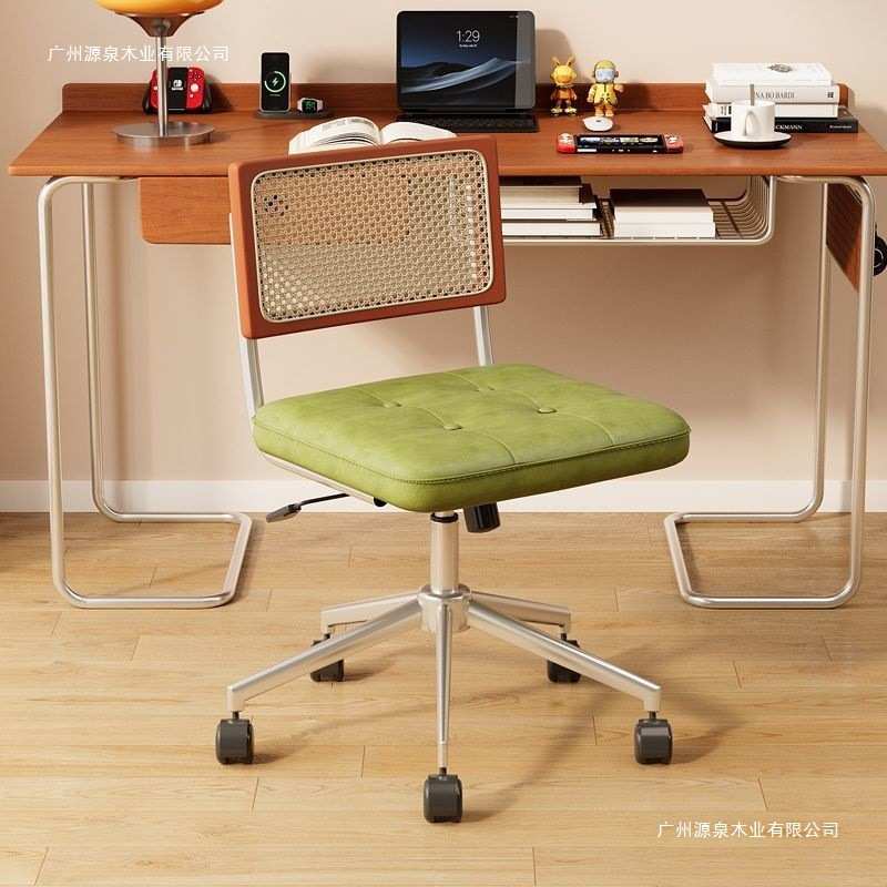 子楠藤编电脑椅中古风家用学习椅旋转椅子办公室复古座椅