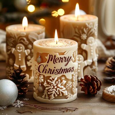 3D Christmas Tree Elk Relief Cylinder Candle Silicone Mold M