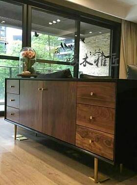 北欧餐具柜实木茶柜简约现代入口柜美式侧柜家居柜原木储物柜