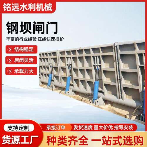 大型钢制景观水利大跨度液压升降钢坝闸门水库翻板闸门合页坝