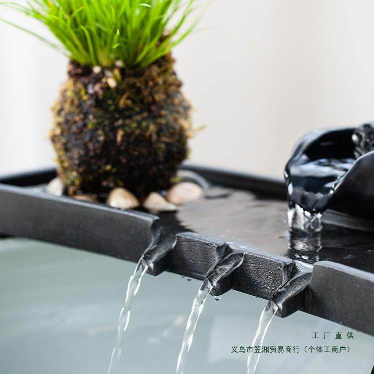新款现代简约家居客厅流水摆件循环水鱼缸石槽微景观造景装饰配件