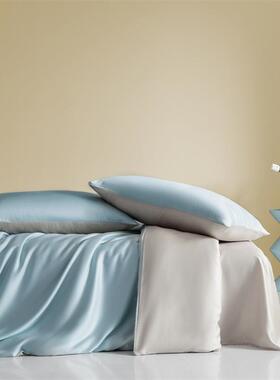 奢轻100支精天丝床上四件套夏季丝滑裸睡2WL冰丝床单兰被套205新
