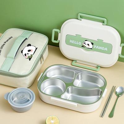 抗菌304不锈钢饭盒小学生专用餐盘可微波炉加热上班族便当盒分隔