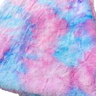 小兔毛扎染面料12毛500G毛绒布料 毛绒布料厂 七彩渐变小兔毛服装