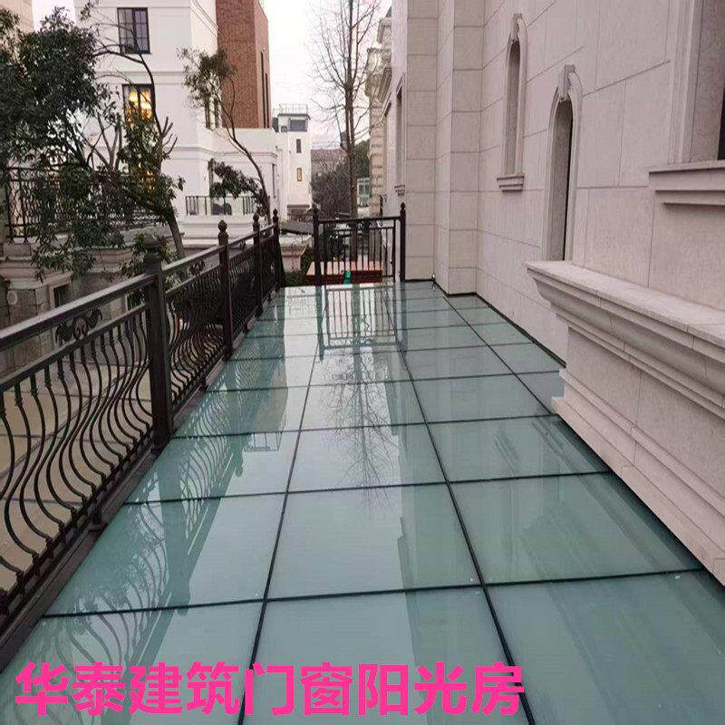 6+6夹胶钢化玻璃雨棚 铝合金隔热铝板阳光房 钢结构别墅断桥铝门