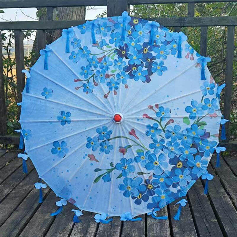 舞蹈汉服走秀印花伞油纸伞工艺伞儿童成人防雨防晒伞花瓣伞流苏伞