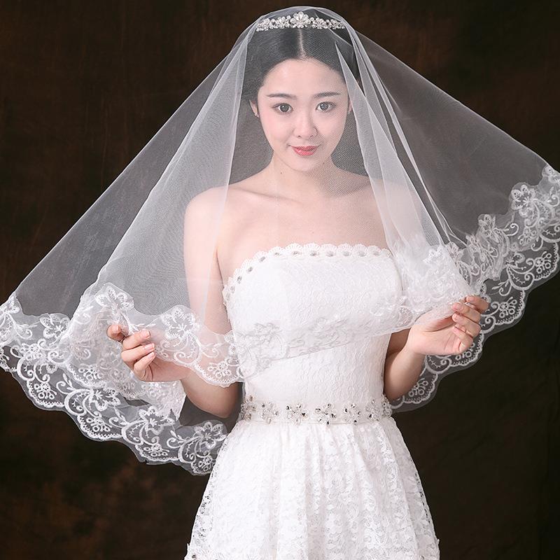lace computer veil off-white lace mesh single-layer Bridal