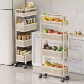 厨房夹冰箱置物架侧收纳菜篮缝子小推落地多层储物JFXC 243架车拉