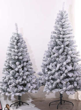 PVC植绒圣诞树高档绿色加密款商场酒店场景落地喷白圣诞绑树