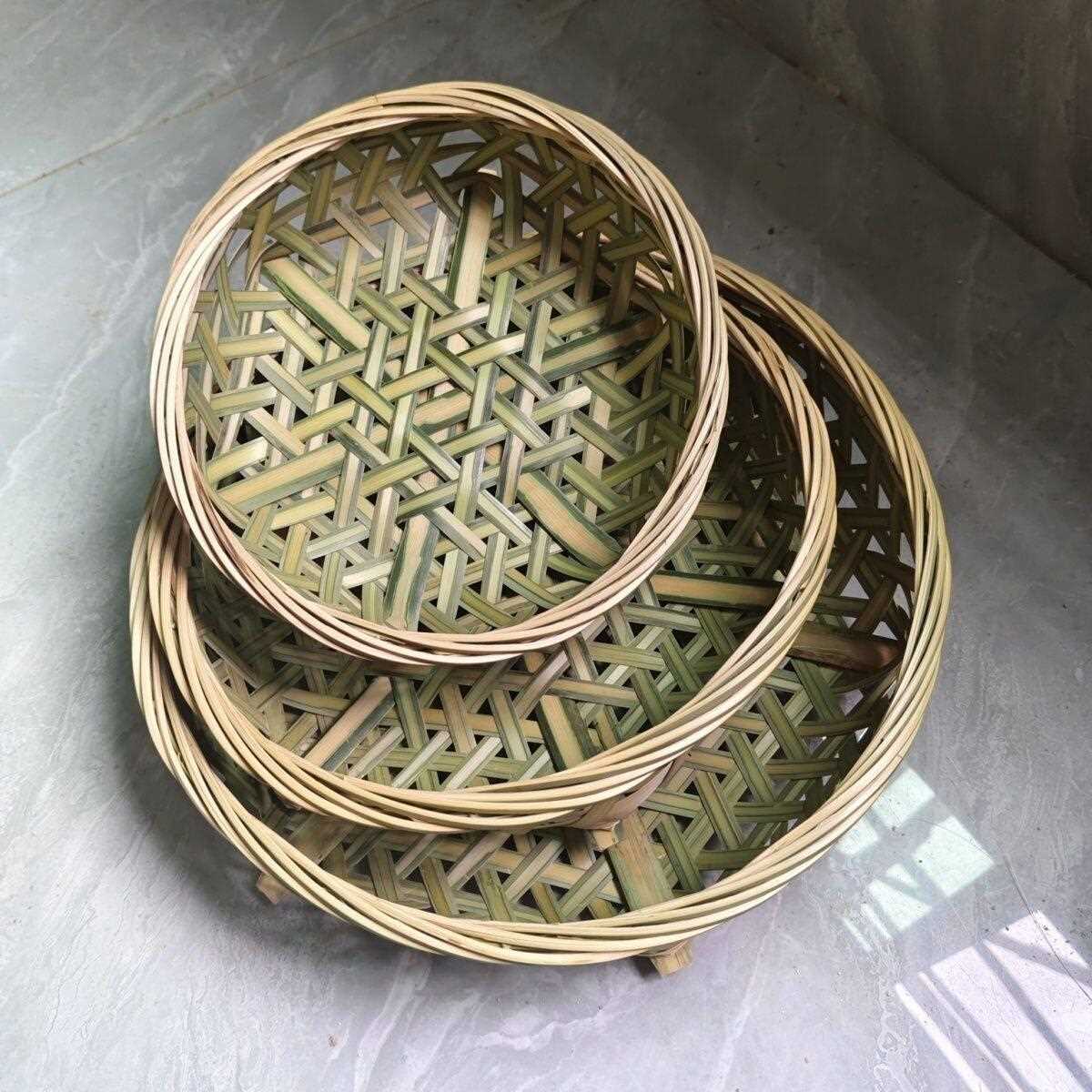 竹编菜篮竹编筐蒸菜清蒸鱼盘收纳筐六角蒸笼竹筐沥水篮洗菜竹篓