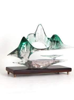 样新中式云山雾海假山摆件板房关软树脂摆设品酒柜隔MC-TY-58断柜