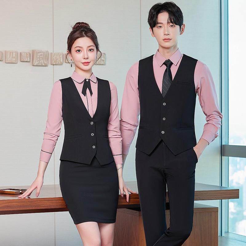 马甲职业套装工作服男女商务工装KTV奶茶店销售售楼部前台服务员