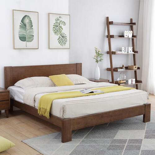 北欧纯实木床现代主卧双人床1.8m单人床1.2m出租房酒店床储物