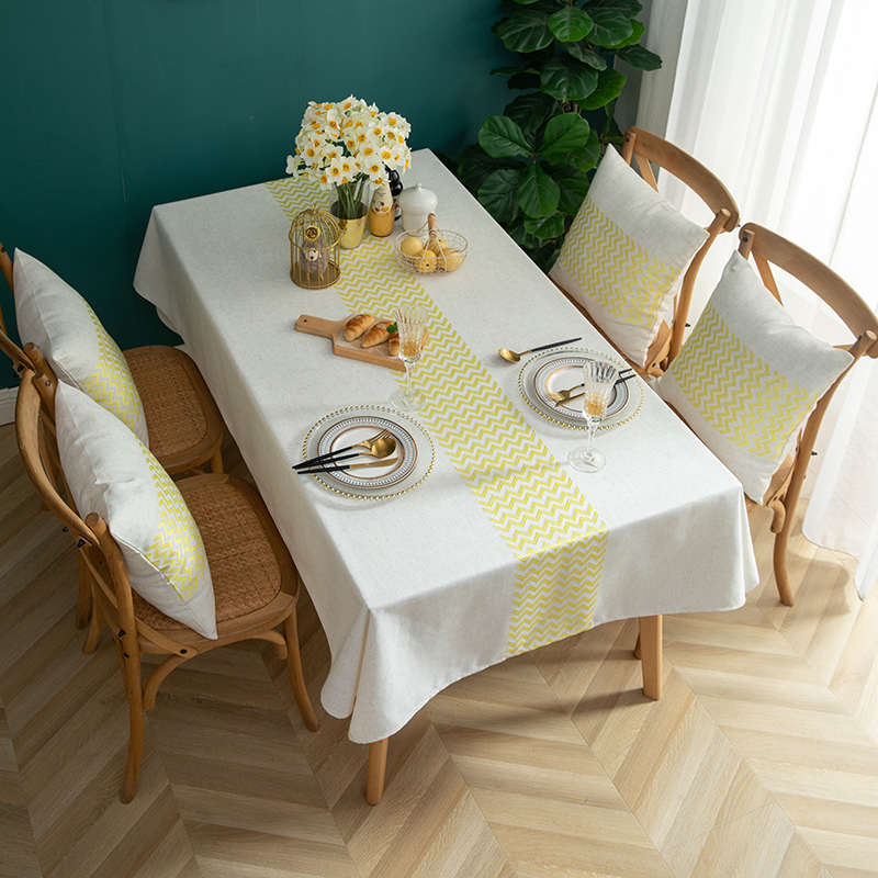 现代简约棉麻小清新防水桌布长方形家用餐桌布中式禅意茶桌布桌旗