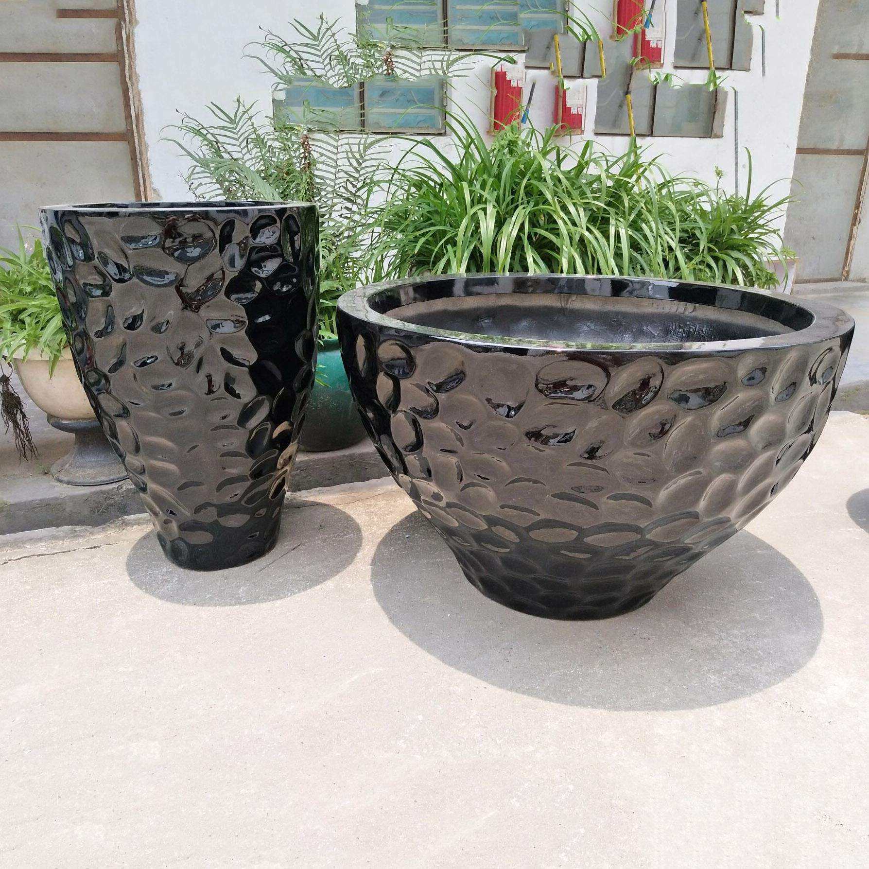 玻璃钢圆形花盆组合商场创意工艺品花器园林景观花盆市政工程花坛