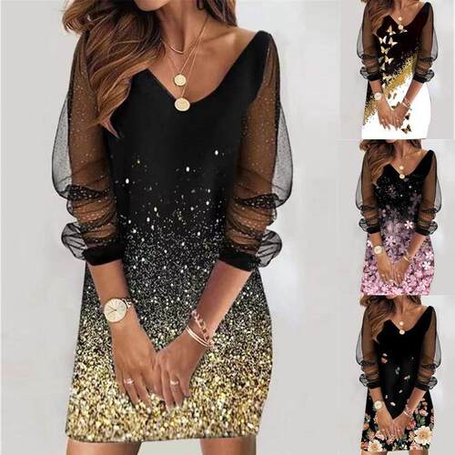 Women's sequined mesh dress