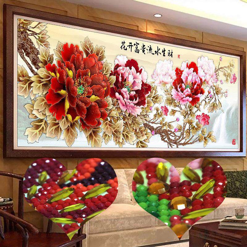 5d钻石画年满钻新款花开富贵水晶牡丹点贴砖石十字绣客厅2026