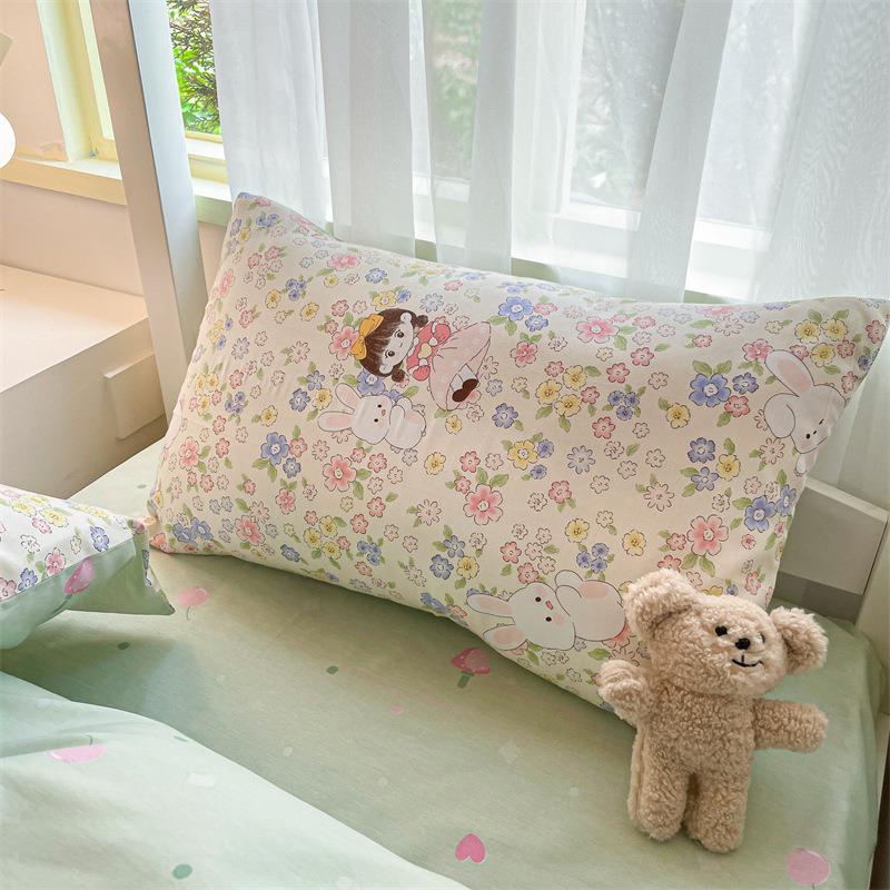 件学生宿舍简床上四套床单被套纯732棉约卡通床床单笠款