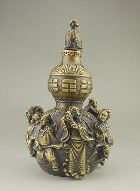 高档纯铜仿古招财口八仙厅葫芦摆件办公室客玄开关开业乔迁风水工