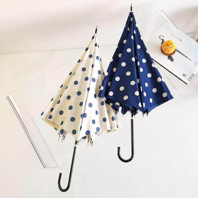 MISTELLA日系大波点黑白圆点半自动超轻长柄伞晴雨伞直柄伞小清新