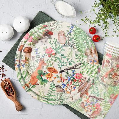 Forest Green Party Supplies Tableware 卡通小森林派对布置用品