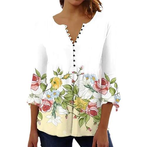 T-shirt V-neck flared sleeve top base shirt top