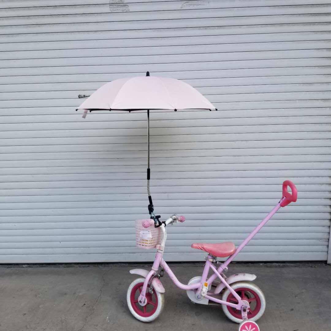 新款直销溜娃神器儿童雨伞推车太阳伞遮阳伞夹具万向黑胶婴儿车伞