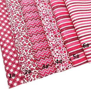 情人节闪布爱心条纹圆点豹纹格子波浪纹XO印花格丽特皮革绒底B202