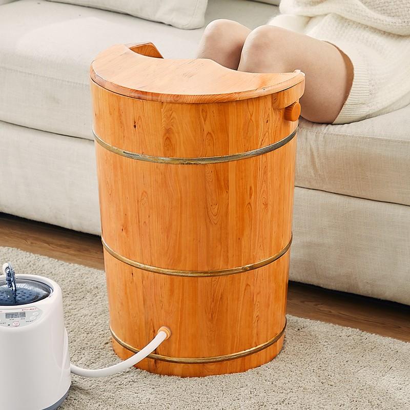 ?2TCU熏蒸泡过脚桶木211桶膝盖过小腿高深桶家用木洗脚盆质实加木