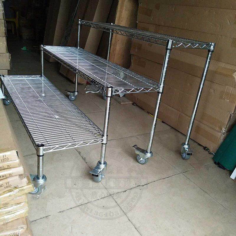 阶梯式货架镀铬置物架不锈钢梯形落地花架商品展示架自由组合拆卸