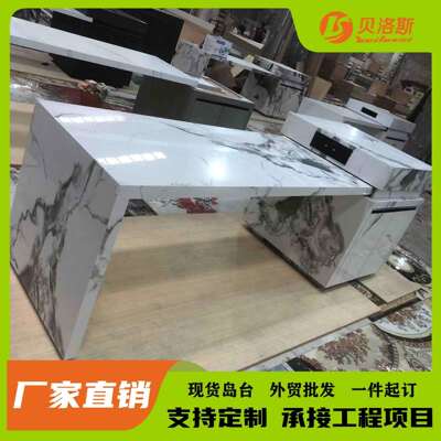 跨境伸缩岩板岛台餐桌一轻奢高级家用小户型岩板高级茶水台