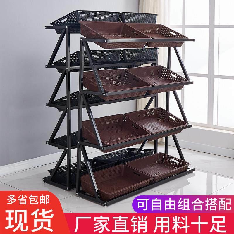 超市水果蔬菜货架展示架置物架多层菜架商用便利店果蔬架木质铁架