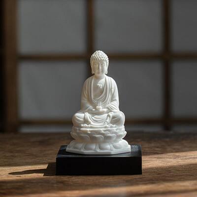 陶瓷如来佛像摆件释迦摩尼家用客厅坐莲花座供奉西方三圣桌面摆设