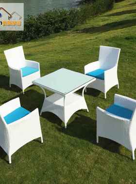 外家具庭院休闲桌椅组合户阳三台藤椅子五件套庭院A842仿藤艺酒吧