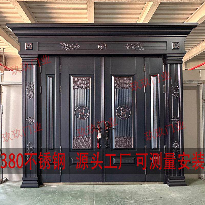 不锈钢烤漆别墅大门双门农村自建房入户门防盗进户门子母门定制