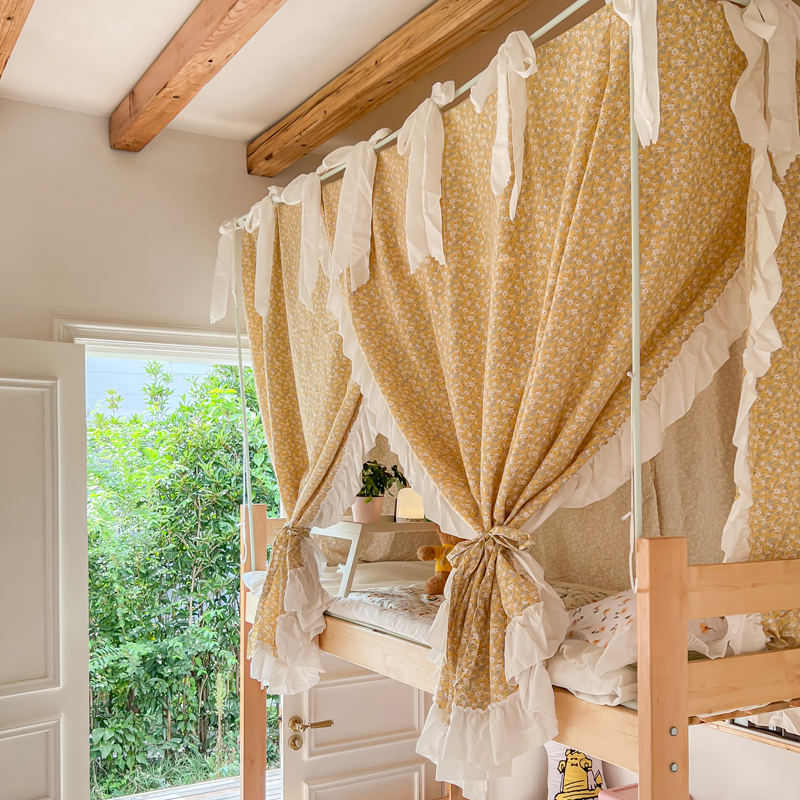 u型大学生宿舍床帘双层蚊帐上下铺一体式全包加厚寝室少女公主风