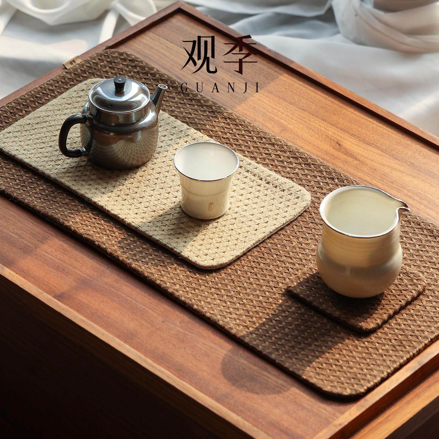 观季新中式棉麻茶席双面手作干泡垫复古隔热垫杯垫茶空间布艺桌垫,居家布艺,茶席,淘宝优惠券,粉丝福利购,淘宝优惠卷