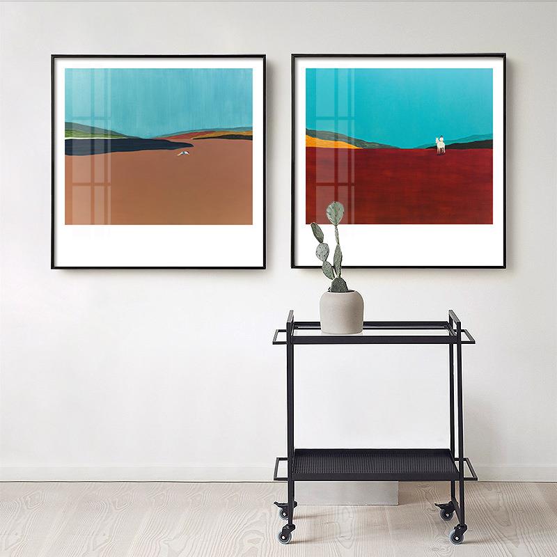 现代简约装饰厅画小路众轻奢背影吉沉思萨拉现代简约饭餐MPI厅挂