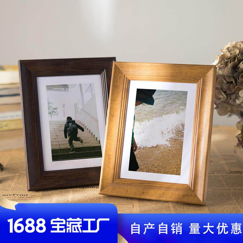 欧式实木挂墙相框摆台7寸6 8 10 12 b5创意相片儿童画框a4定制16k