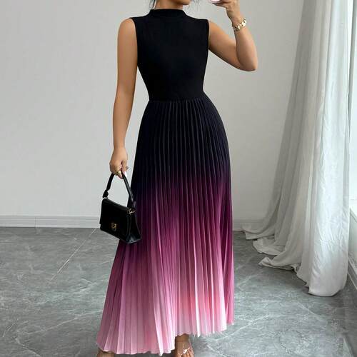 Womens Ombre Print Tank Dress Elegant Sleeveless Dress For