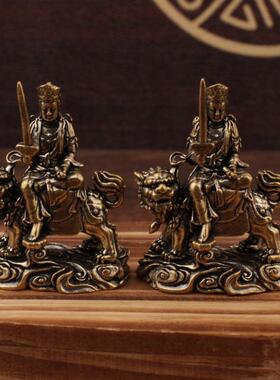 黄铜摆件文殊菩萨摆件小铜器创意工艺品摆件办公室装饰文殊摆件