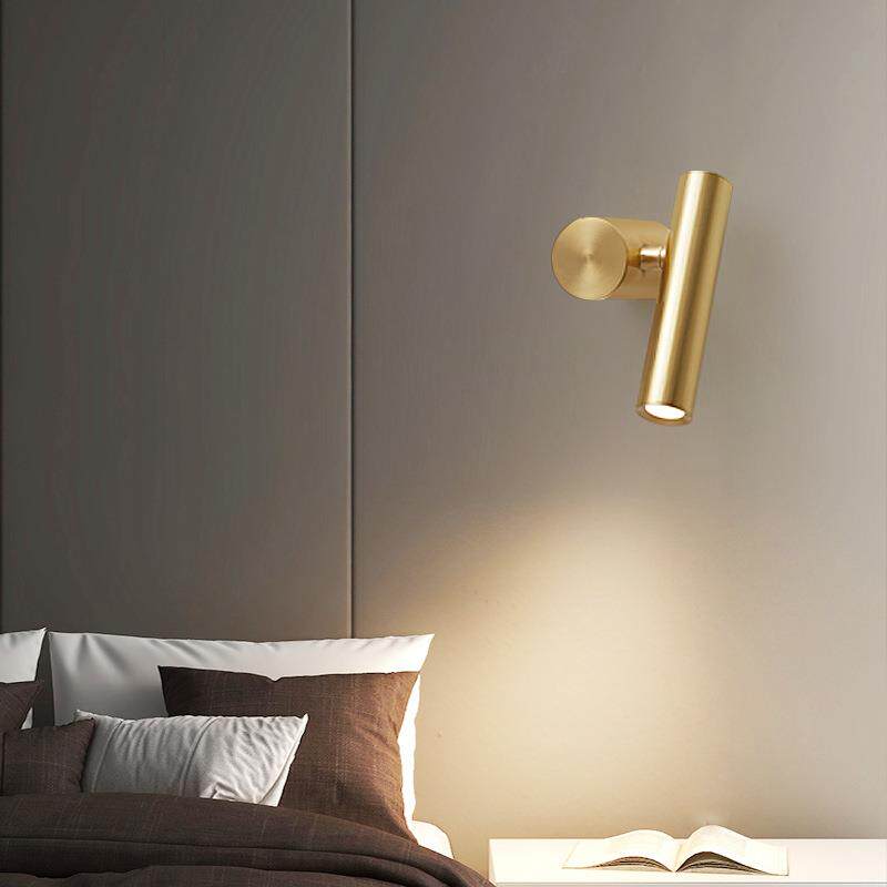 全铜壁灯卧室床头2025新款楼梯主卧客厅轻奢射灯聚光创意氛围墙灯
